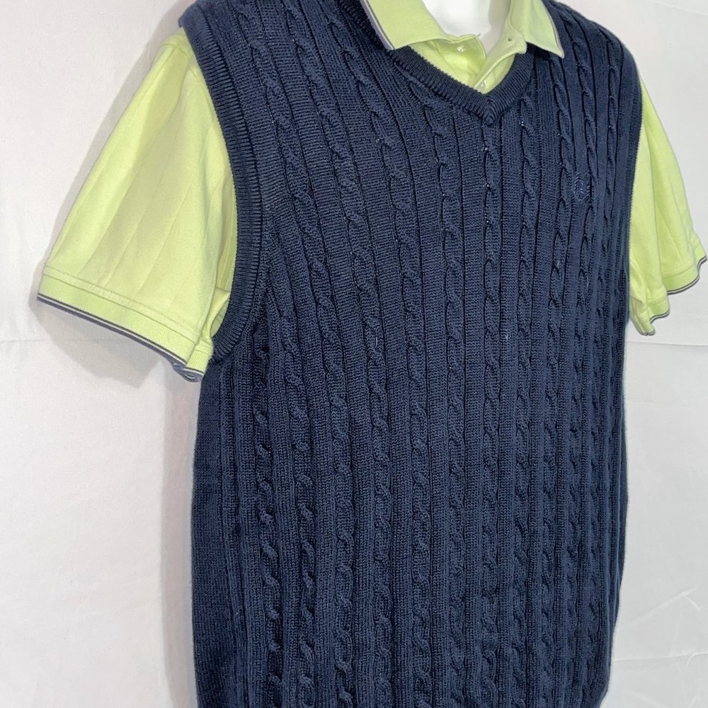 Men L SADDLEBRED Golf Shirt CHAPS Sweater Vest SET - Picture 2 of 9